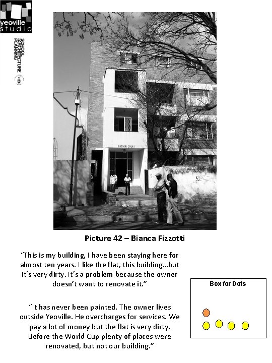Picture 42 – Bianca Fizzotti “This is my building, I have been staying here