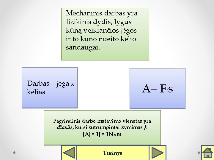 Mechaninis darbas yra fizikinis dydis, lygus kūną veikiančios jėgos ir to kūno nueito kelio