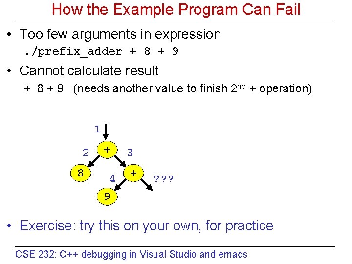 How the Example Program Can Fail • Too few arguments in expression. /prefix_adder +