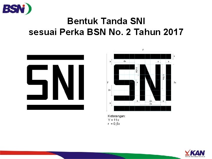 Bentuk Tanda SNI sesuai Perka BSN No. 2 Tahun 2017 Keterangan: Y = 11