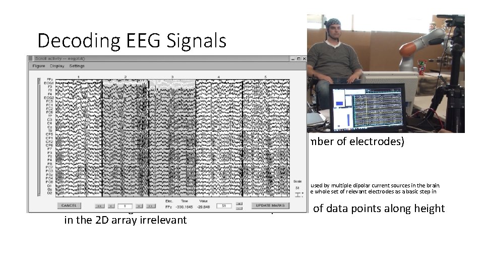Decoding EEG Signals • Preprocessing • 40 Hz lowpass filtered EEG data • eliminates