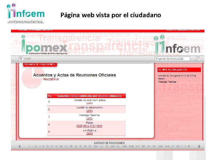 Página web vista por el ciudadano 