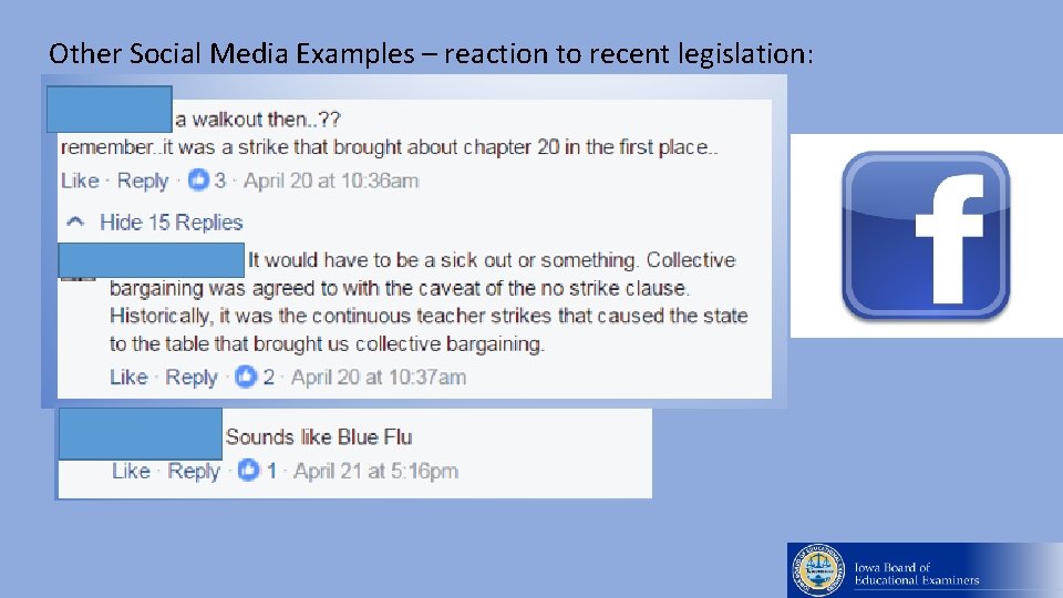 Other Social Media Examples – reaction to recent legislation: 
