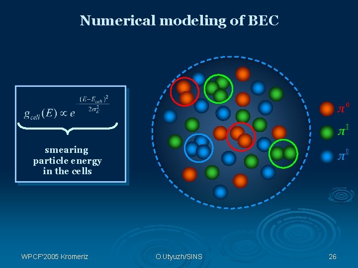 Numerical modeling of BEC smearing particle energy in the cells WPCF'2005 Kromeriz O. Utyuzh/SINS