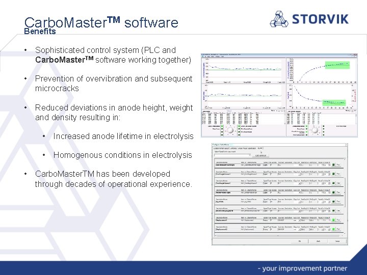 TM software Carbo. Master Benefits • Sophisticated control system (PLC and Carbo. Master. TM