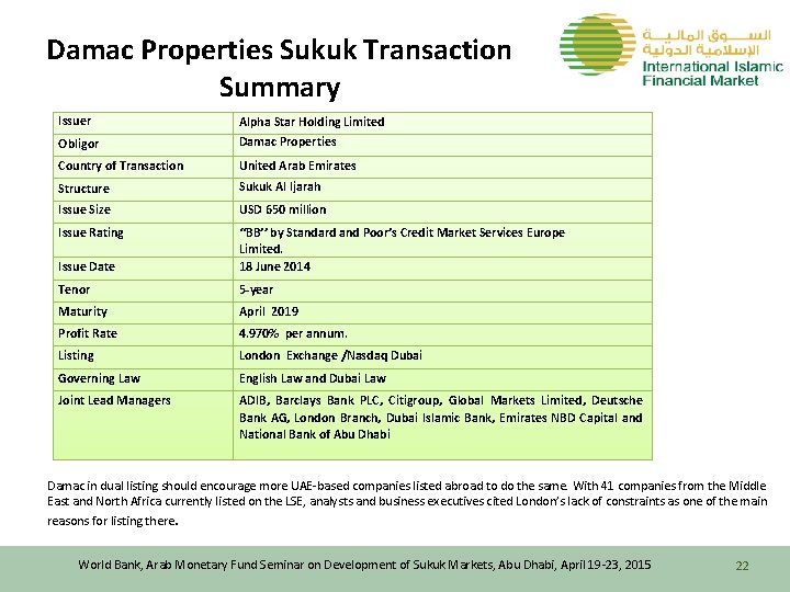 Damac Properties Sukuk Transaction Summary Issuer Alpha Star Holding Limited Obligor Damac Properties Country