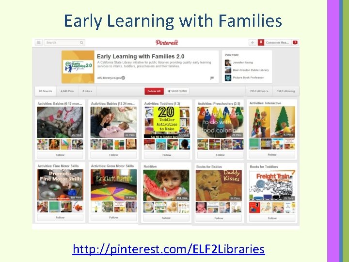 Early Learning with Families http: //pinterest. com/ELF 2 Libraries 