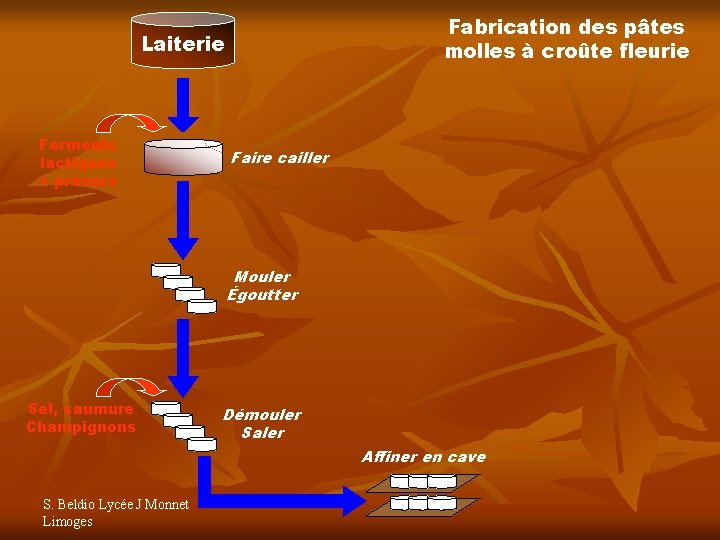 Fabrication des pâtes molles à croûte fleurie Laiterie Ferments lactiques + présure Faire cailler