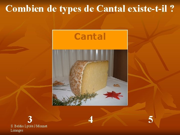 Combien de types de Cantal existe-t-il ? Cantal 3 S. Beldio Lycée J Monnet