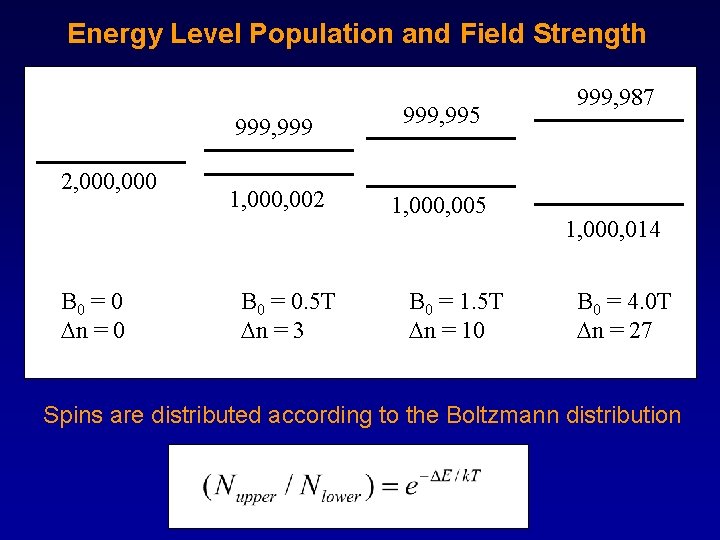 Energy Level Population and Field Strength 2, 000 B 0 = 0 n =
