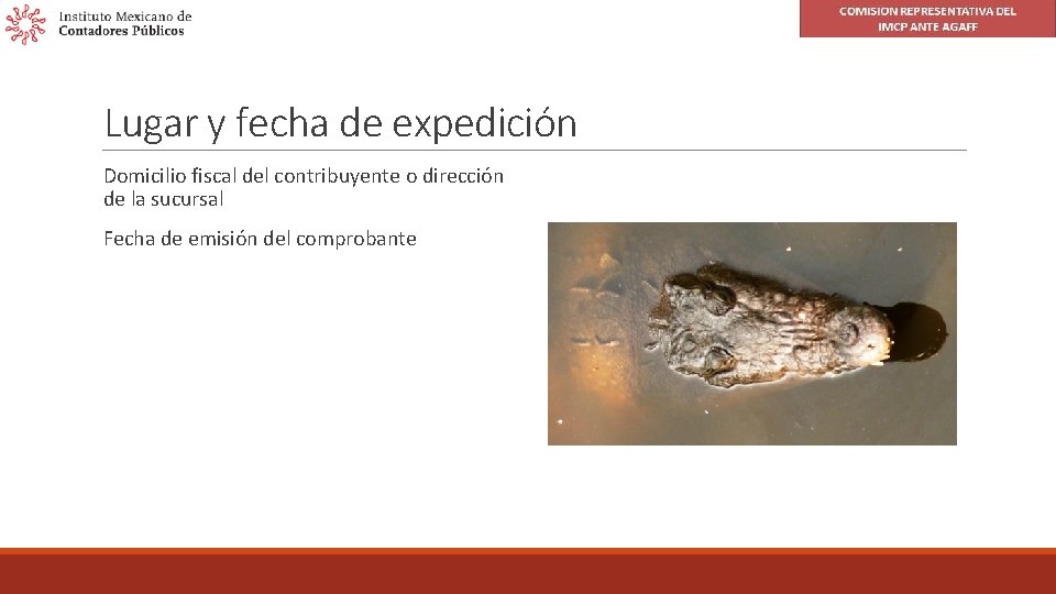 Lugar y fecha de expedición Domicilio fiscal del contribuyente o dirección de la sucursal