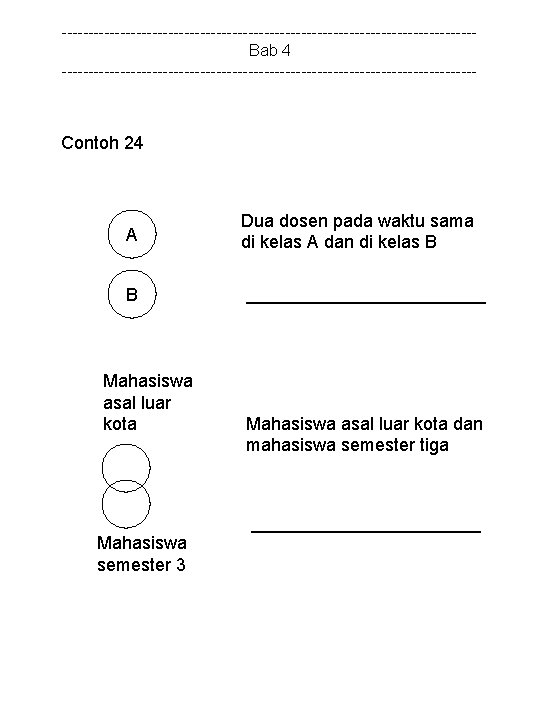 ---------------------------------------Bab 4 --------------------------------------- Contoh 24 A Dua dosen pada waktu sama di kelas A