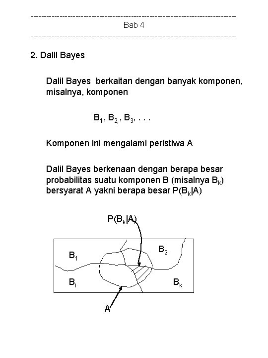 ---------------------------------------Bab 4 --------------------------------------- 2. Dalil Bayes berkaitan dengan banyak komponen, misalnya, komponen B 1,