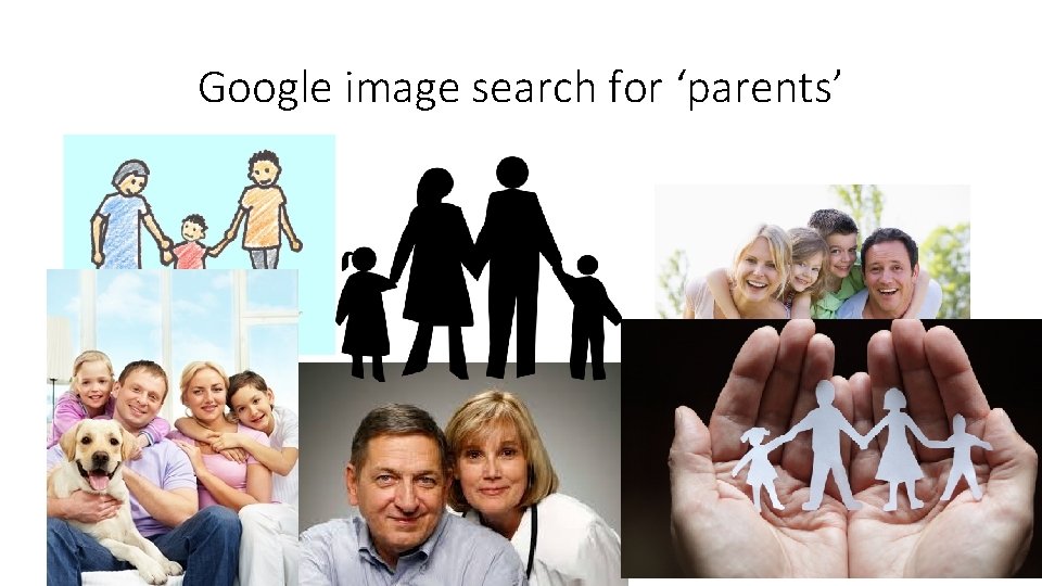 Google image search for ‘parents’ What do you notice? 