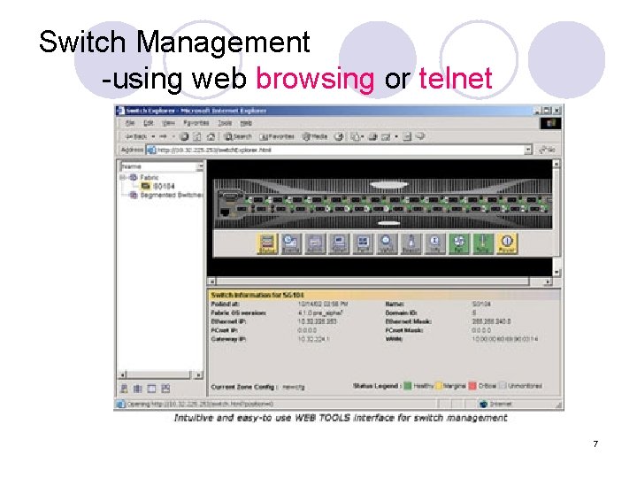 Switch Management -using web browsing or telnet 7 