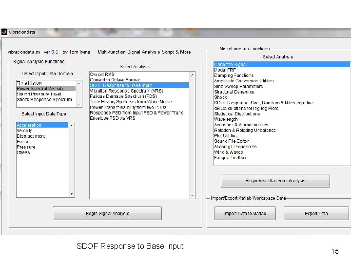 Exercise SDOF Response to Base Input Vibrationdata 15 