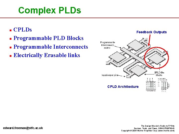 Complex PLDs CPLDs n Programmable PLD Blocks n Programmable Interconnects n Electrically Erasable links