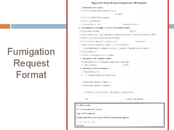 Fumigation Request Format 