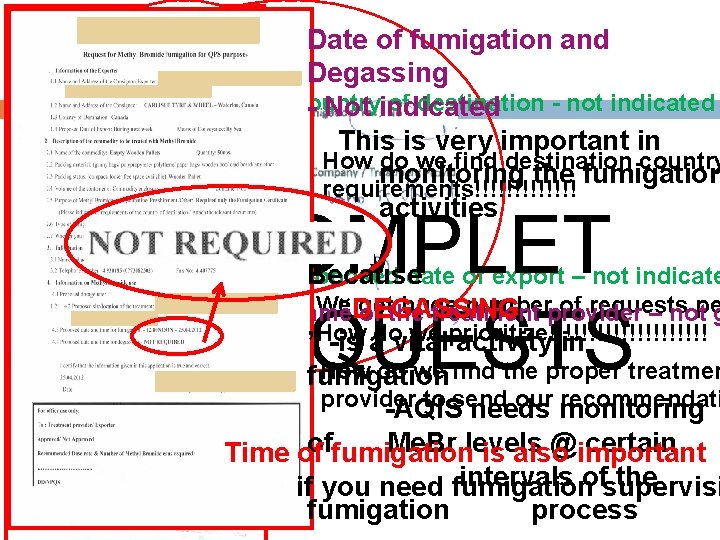Date of fumigation and Degassing Country of destination - not indicated - Not indicated