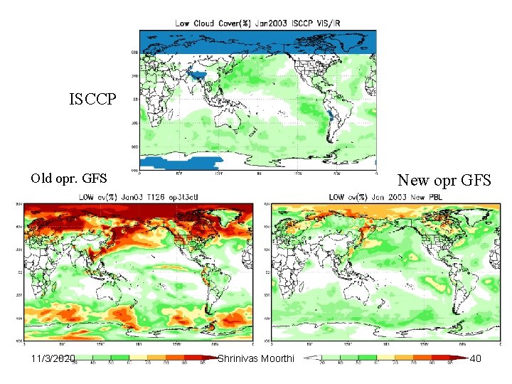 ISCCP Old opr. GFS 11/3/2020 New opr GFS Shrinivas Moorthi 40 