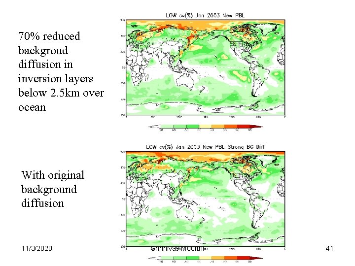 70% reduced backgroud diffusion in inversion layers below 2. 5 km over ocean With