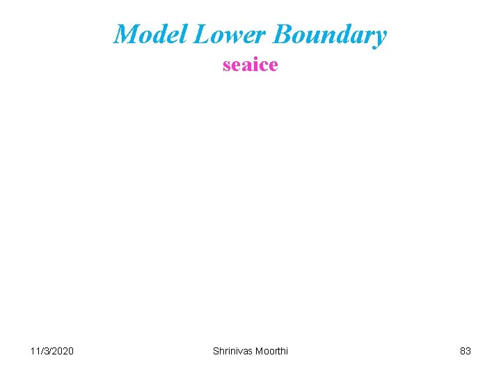 Model Lower Boundary seaice 11/3/2020 Shrinivas Moorthi 83 