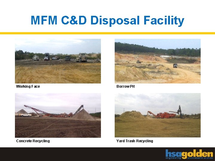 MFM C&D Disposal Facility Working Face Borrow Pit Concrete Recycling Yard Trash Recycling 