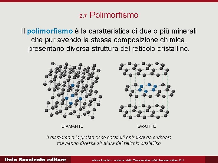 2. 7 Polimorfismo Il polimorfismo è la caratteristica di due o più minerali che