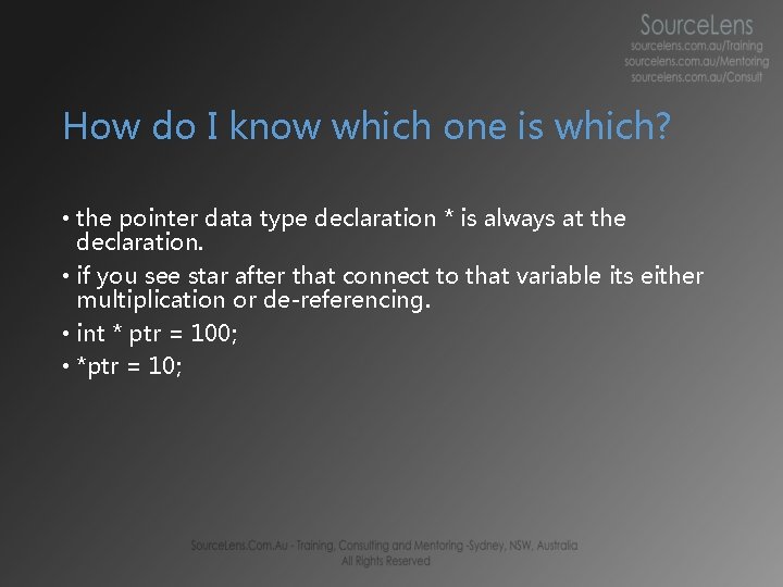 How do I know which one is which? • the pointer data type declaration