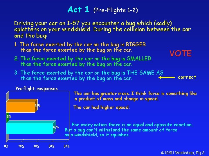 Act 1 (Pre-Flights 1 -2) Driving your car on I-57 you encounter a bug