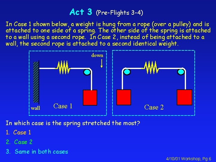Act 3 (Pre-Flights 3 -4) In Case 1 shown below, a weight is hung