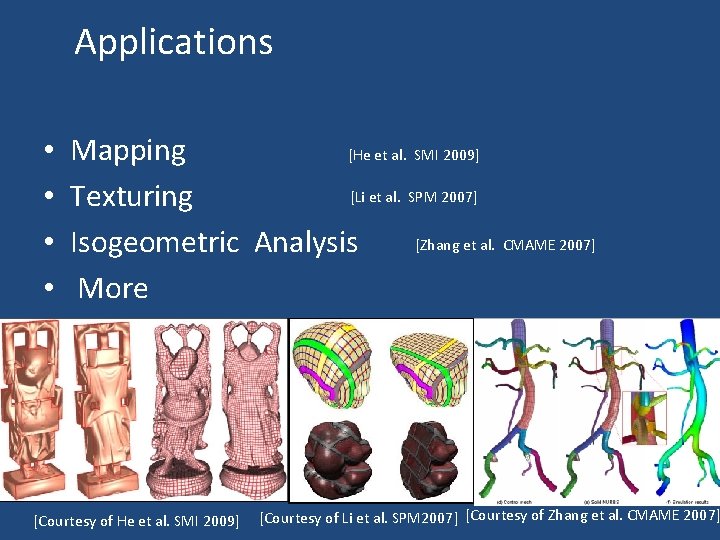 Applications • • Mapping [He et al. SMI 2009] [Li et al. SPM 2007]