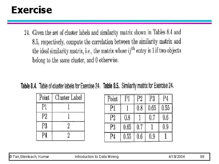 Exercise © Tan, Steinbach, Kumar Introduction to Data Mining 4/18/2004 88 