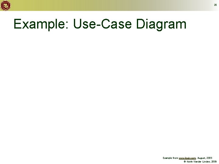 28 Example: Use-Case Diagram Example from www. ilogix. com, August, 2005 © Keith Vander