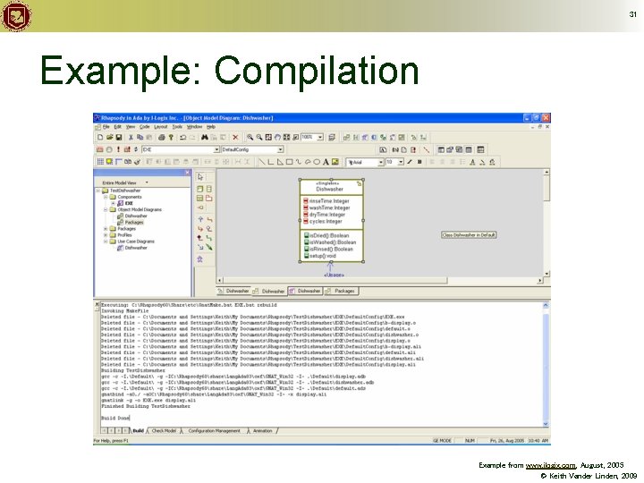 31 Example: Compilation Example from www. ilogix. com, August, 2005 © Keith Vander Linden,