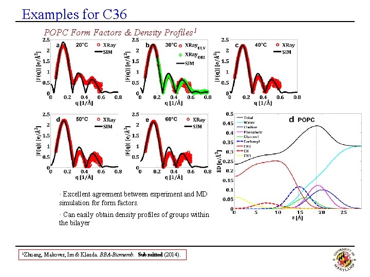 Examples for C 36 POPC Form Factors & Density Profiles 1 · Excellent agreement
