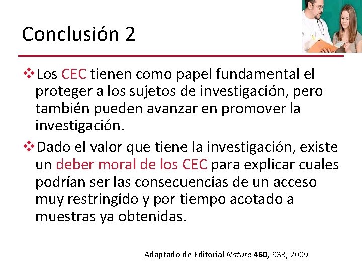 Conclusión 2 v. Los CEC tienen como papel fundamental el proteger a los sujetos