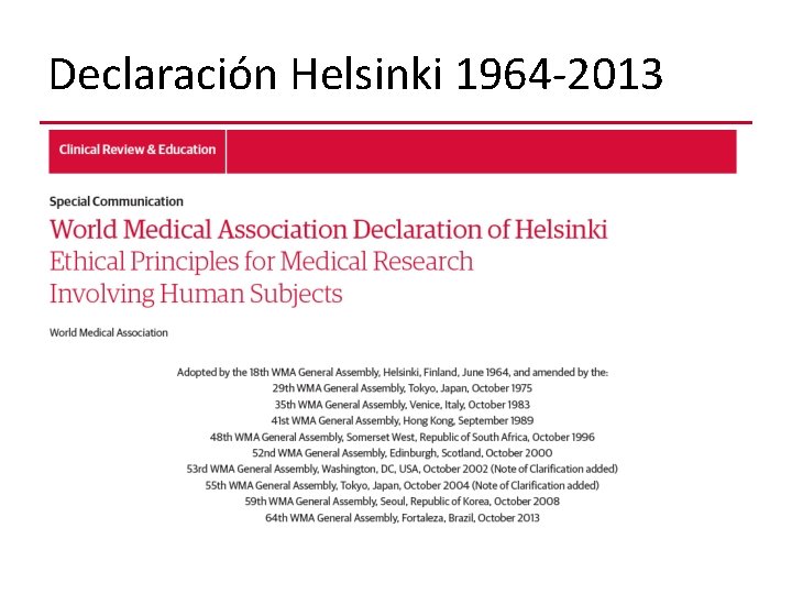 Declaración Helsinki 1964 -2013 