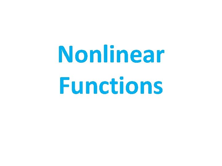 Nonlinear Functions 