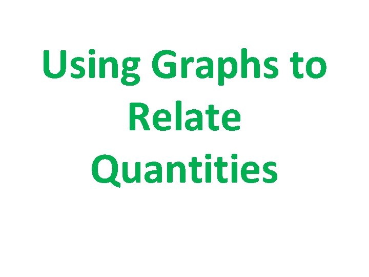 Using Graphs to Relate Quantities 