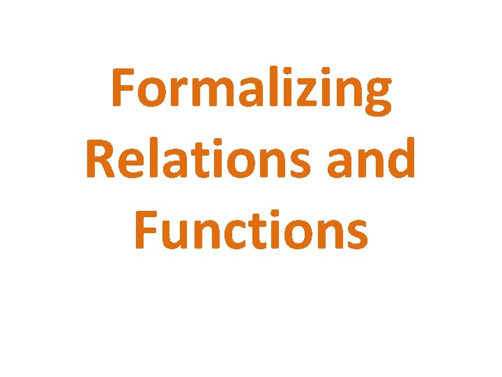 Formalizing Relations and Functions 