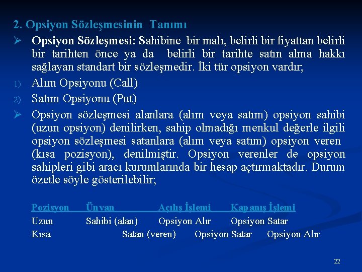 2. Opsiyon Sözleşmesinin Tanımı Ø Opsiyon Sözleşmesi: Sahibine bir malı, belirli bir fiyattan belirli