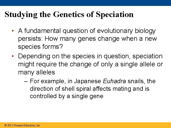 Studying the Genetics of Speciation • A fundamental question of evolutionary biology persists: How
