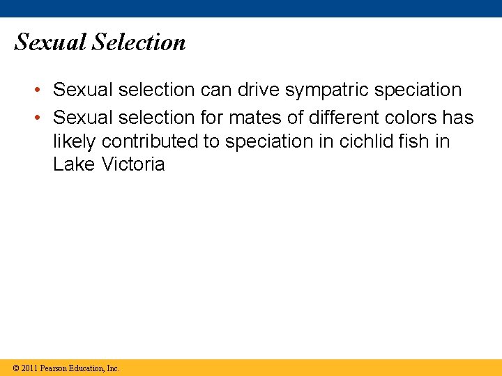 Sexual Selection • Sexual selection can drive sympatric speciation • Sexual selection for mates