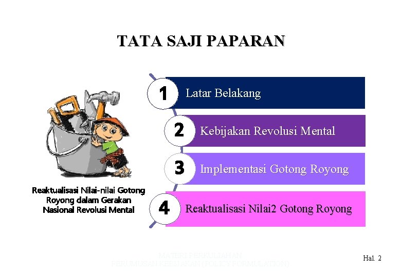 TATA SAJI PAPARAN 1 Reaktualisasi Nilai-nilai Gotong Royong dalam Gerakan Nasional Revolusi Mental 4