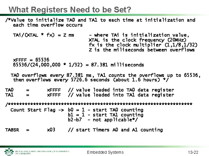 What Registers Need to be Set? /*Value to initialize TA 0 and TA 1