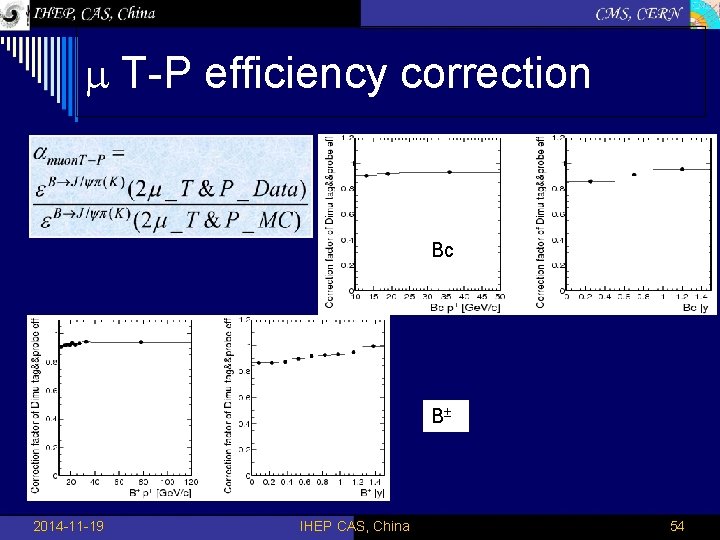  T-P efficiency correction Bc B 2014 -11 -19 IHEP CAS, China 54 