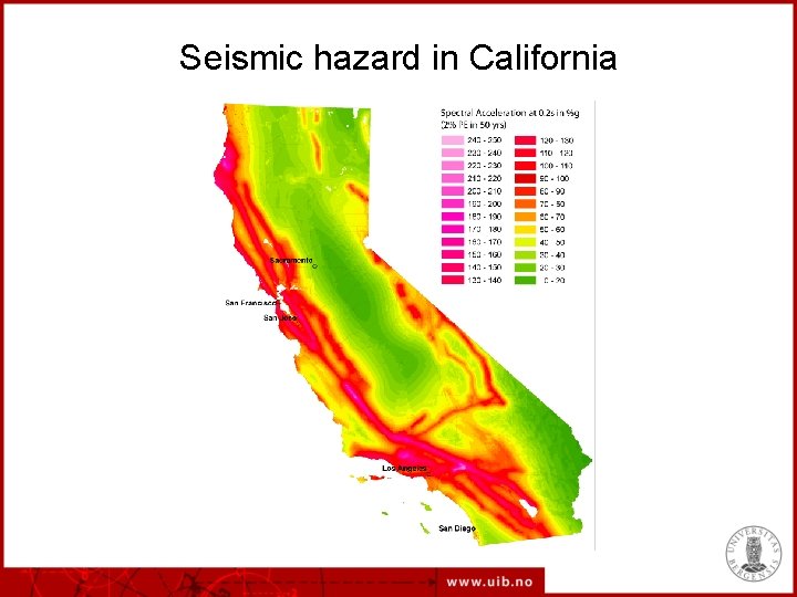 Seismic hazard in California 