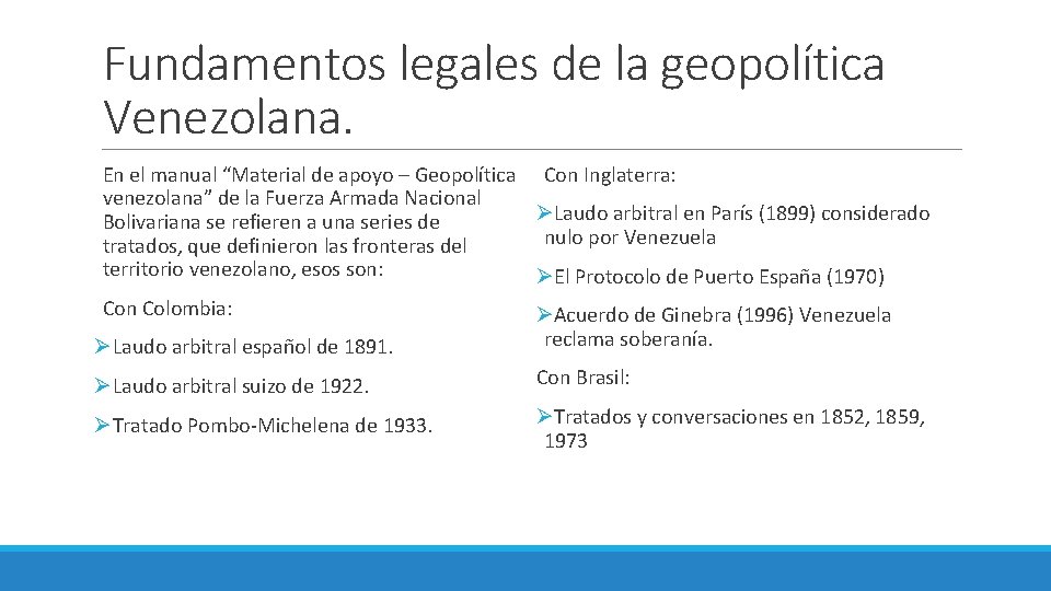 Fundamentos legales de la geopolítica Venezolana. En el manual “Material de apoyo – Geopolítica