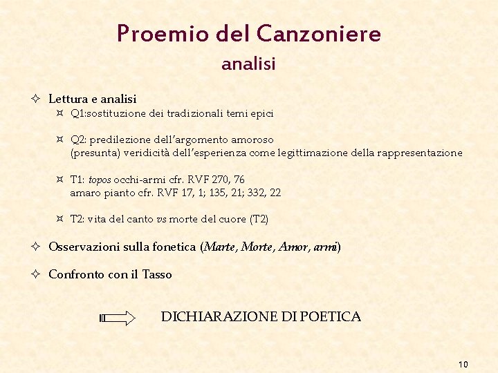 Proemio del Canzoniere analisi ² Lettura e analisi ³ Q 1: sostituzione dei tradizionali